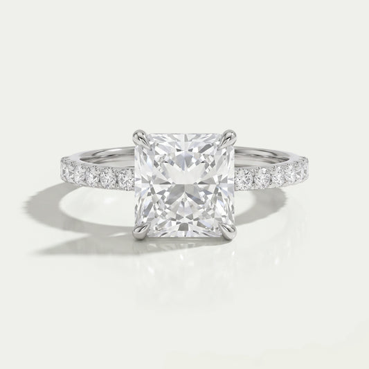 Square Radiant Lab Diamond Solitaire Accent Ring Rings