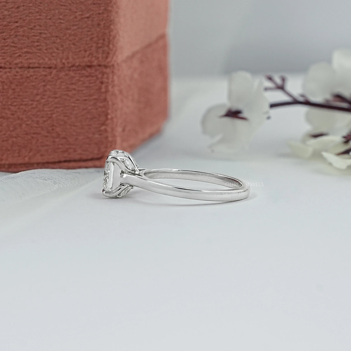 Square Radiant Cut Tulip Set Hidden Halo Ring Ring
