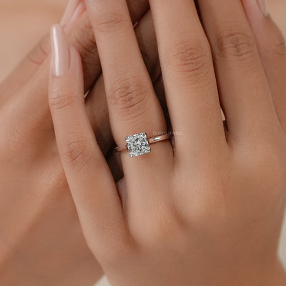 Square Radiant Cut Tulip Set Hidden Halo Ring