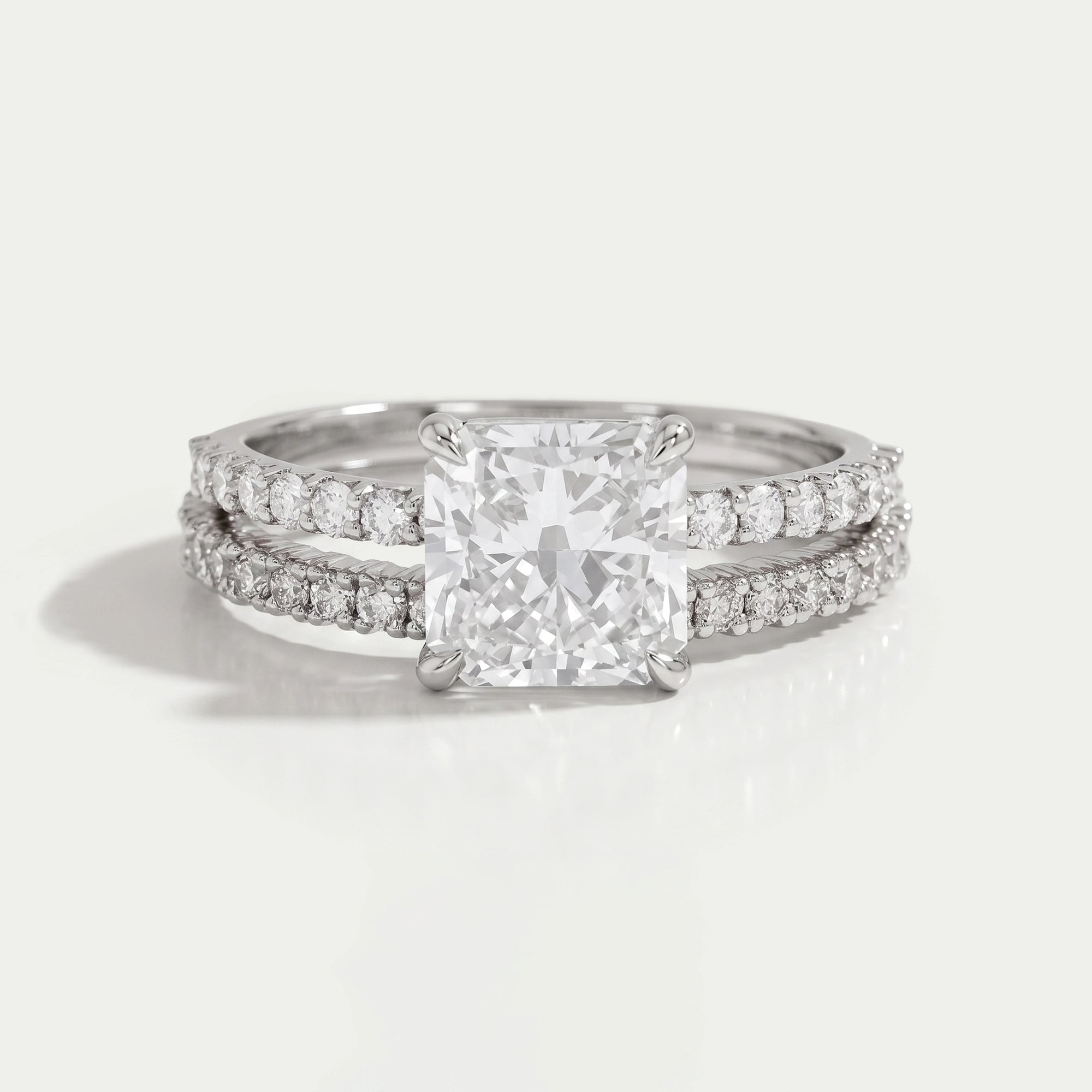 Square Radiant Cut Solitaire Accent Bridal Ring Set Rings