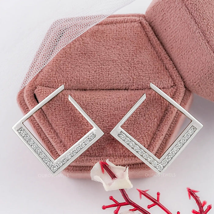 Round Lab Diamond Square Hoop Earrings
