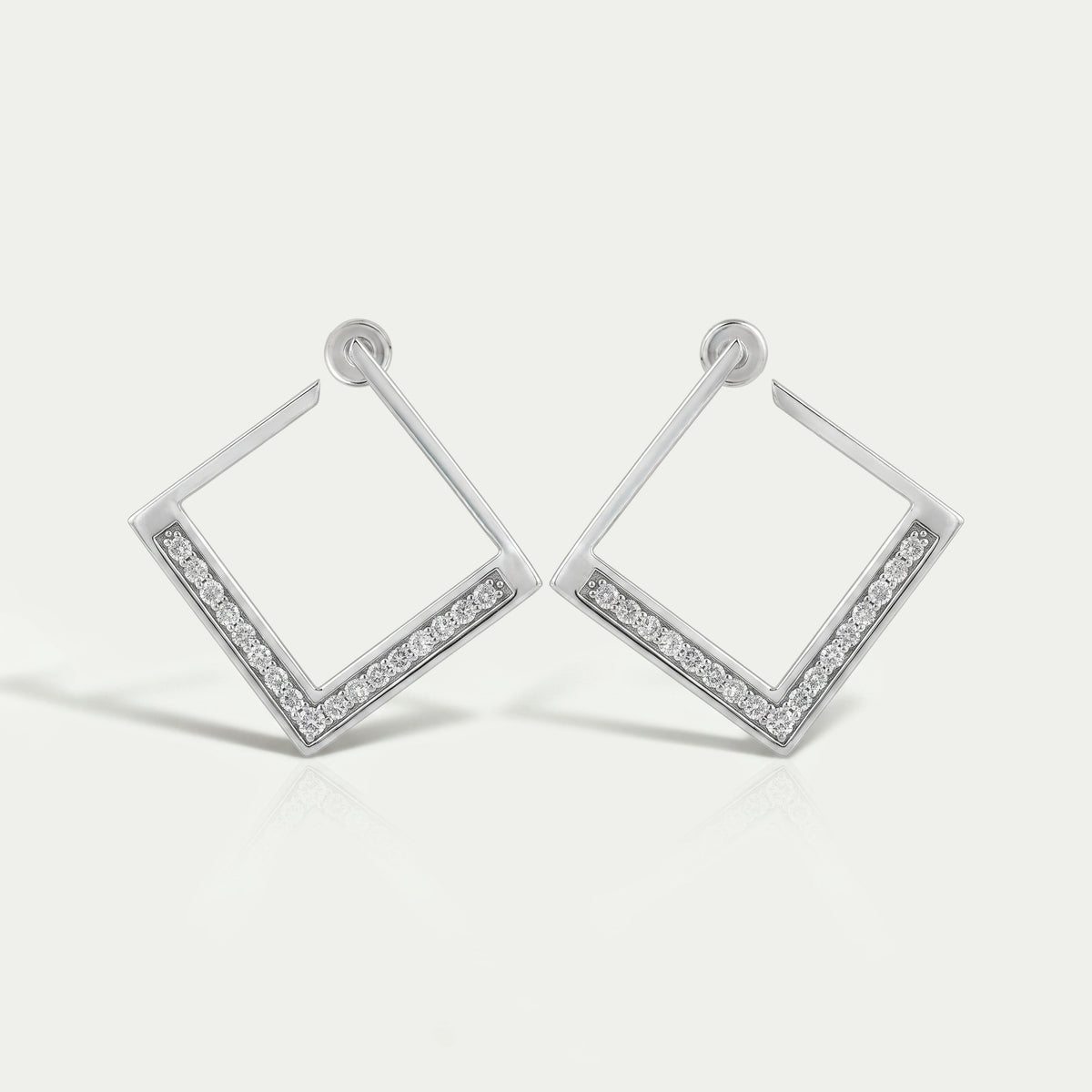 Square Round Lab Diamond Hoop Earrings Earrings