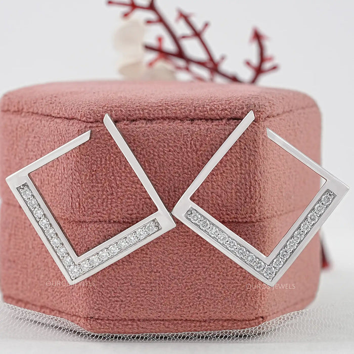 Round Lab Diamond Square Hoop Earrings