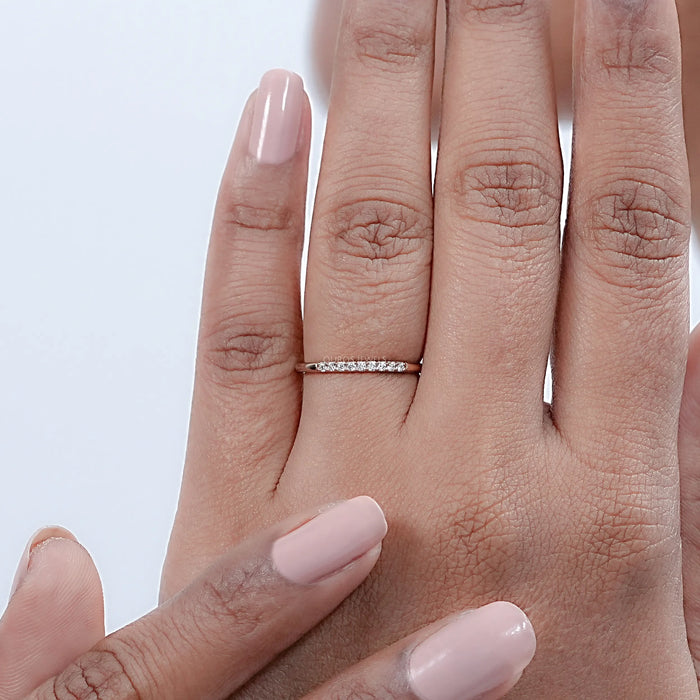 Round Lab Diamond Pave Set Wedding Band