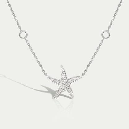 Starfish Round Cut Cluster Diamond Pendant Necklaces