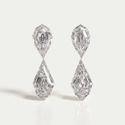 4.15 TCW Step Cut Pear And Kite Diamond Loose Pair