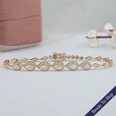 Step Cut Pear Kite Shape Diamond Bracelet