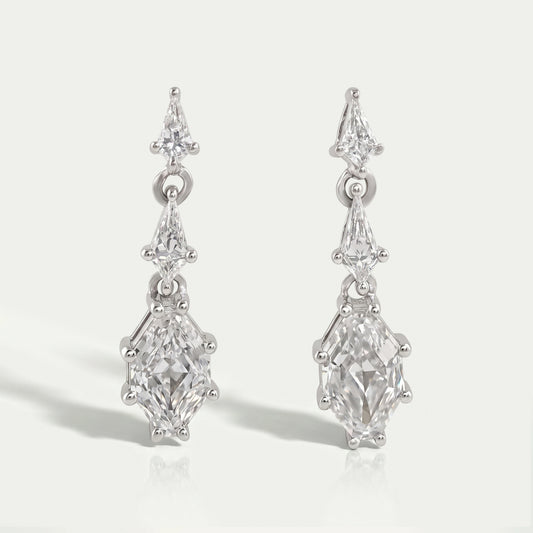 Step Cut Shield Diamond Dangle Earrings Earring