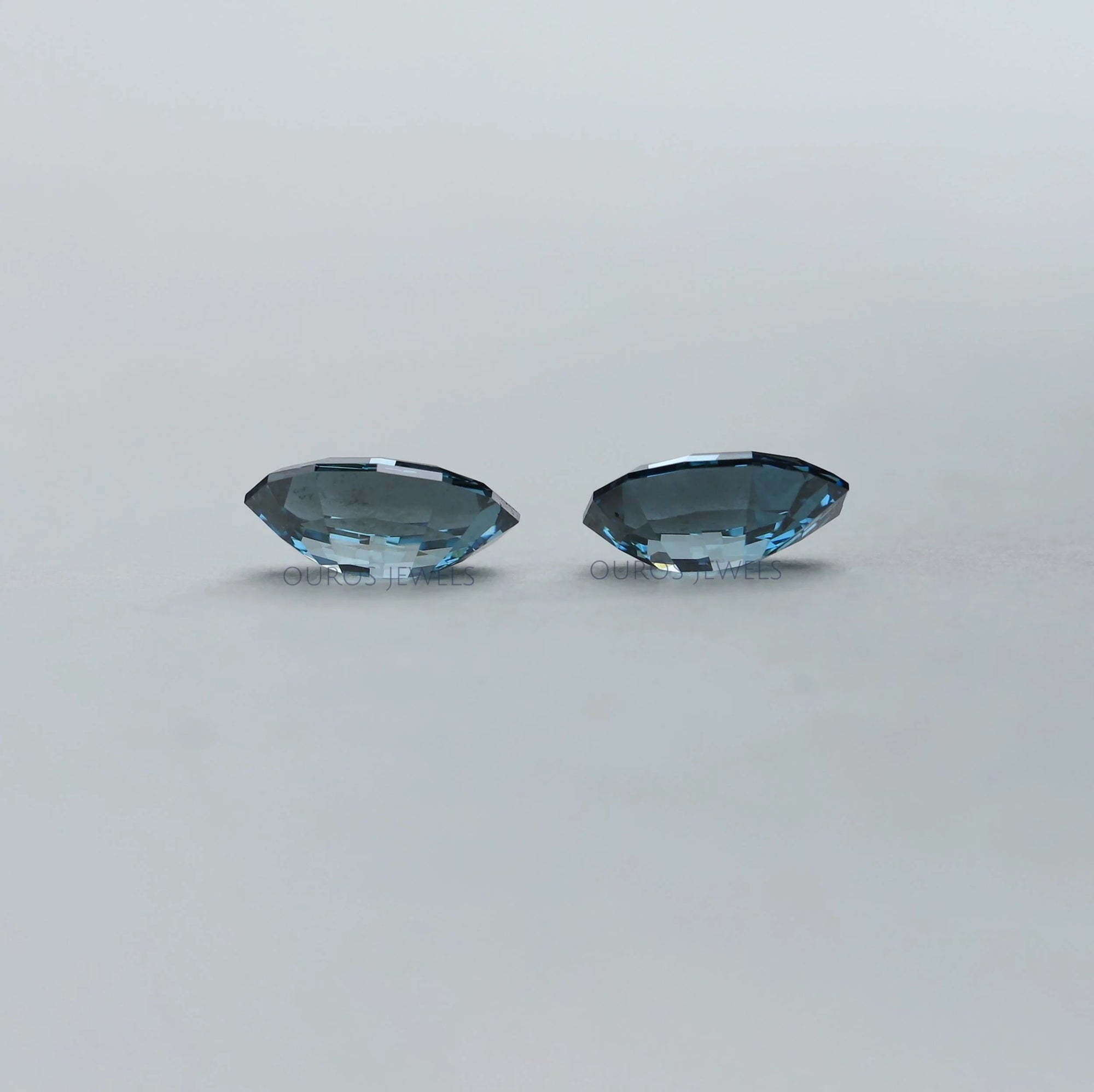 Step Cut Blue Oval Lab Grown Diamond Pair