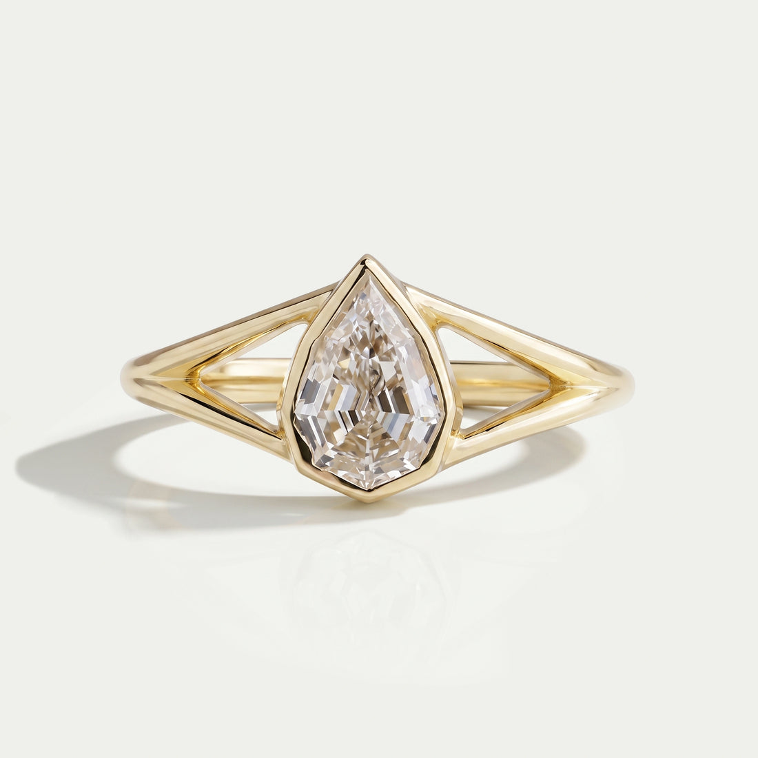 Step Cut Pear Diamond Engagement Ring Ring
