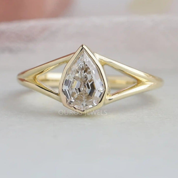 [Pear Cut Solitaire Lab Diamond Ring]-[Ouros Jewels]