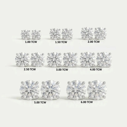 IGI Certified Round Lab Grown Diamond Stud Earrings