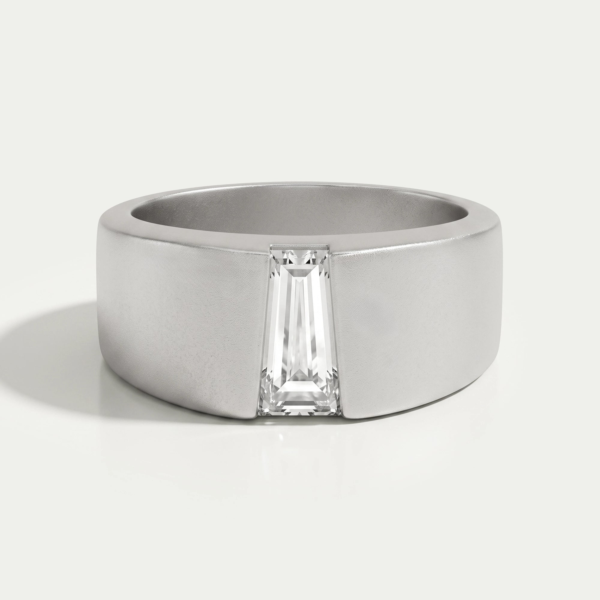 Tapered Baguette Cut Solitaire Men's Ring
