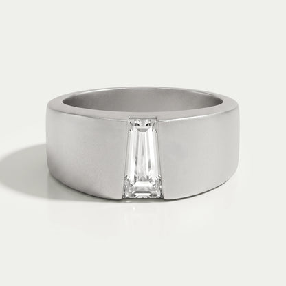 Tapered Baguette Cut Solitaire Men's Ring