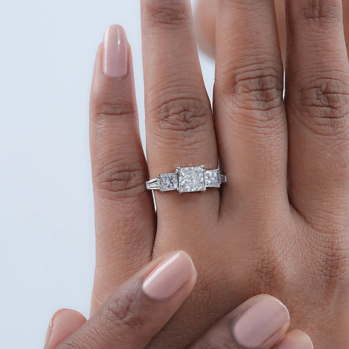 Princess Lab Diamond Five Stone Engagement Ring