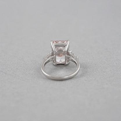Pink Radiant Cut Lab Diamond Three Stone Ring Ring