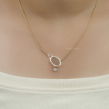 Tennis Racket Lab Diamond Pendant