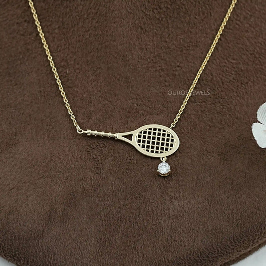 Tennis Racket Lab Diamond Pendant Necklaces