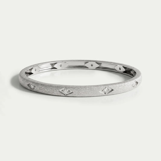Textured Finish Round Lab Diamond Bangle Bracelet