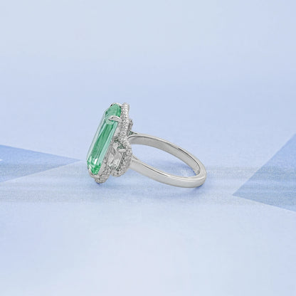 Trilogy Mint Green Cushion Gemstone Halo Ring