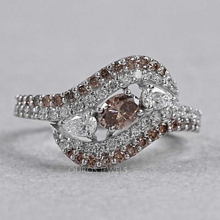 3 Stone Diamond Bypass Ring