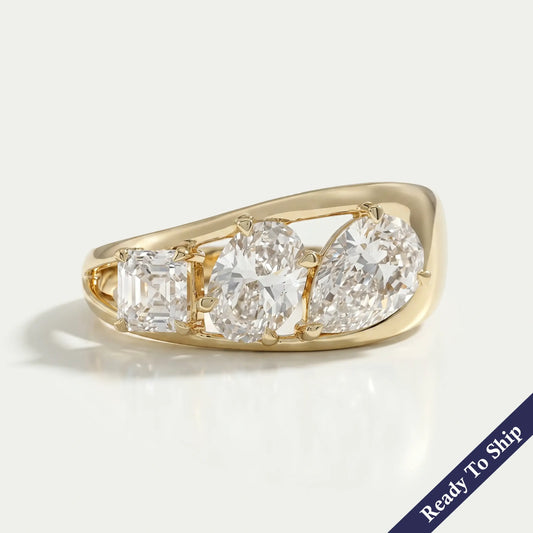 Multi Shape Lab Diamond Three Stone Ring Ring