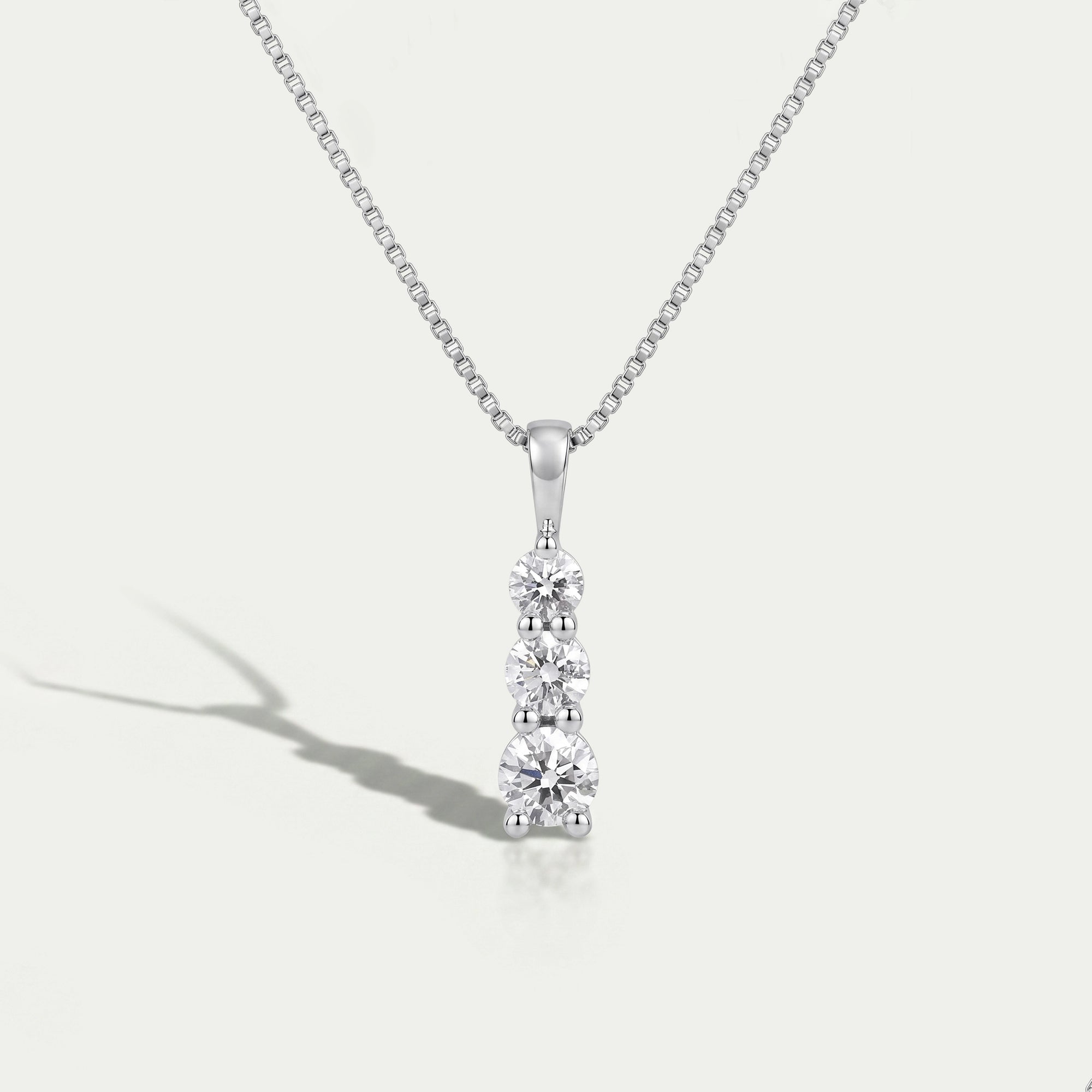 3 Stone Round Cut Lab Diamond Bar Pendant Necklaces