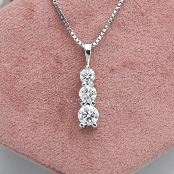 3 Stone Round Lab Diamond Pendant