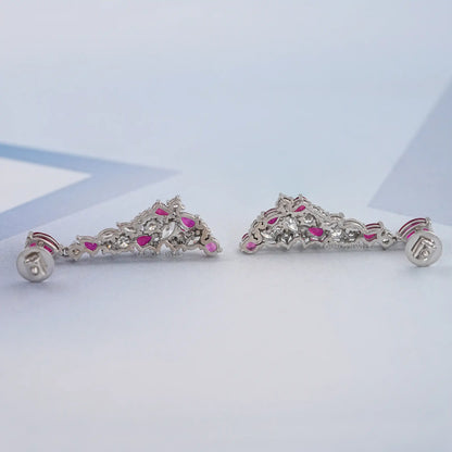 Red Ruby Pear Cut Gemstone Cluster Dangle Earrings Earring