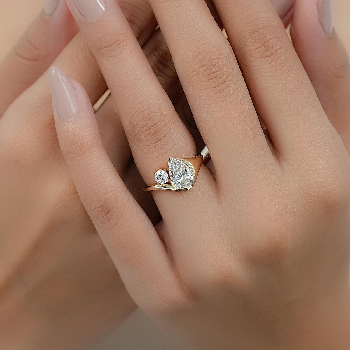 Toi Et Moi Pear Lab Grown Diamond Bypass Engagement Ring