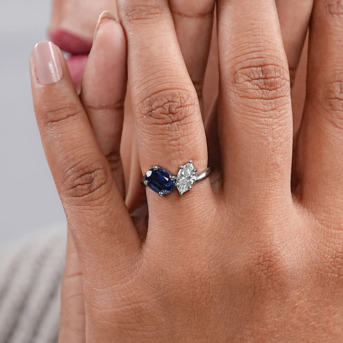 Sapphire Oval And Marquise Diamond Toi Et Moi Ring