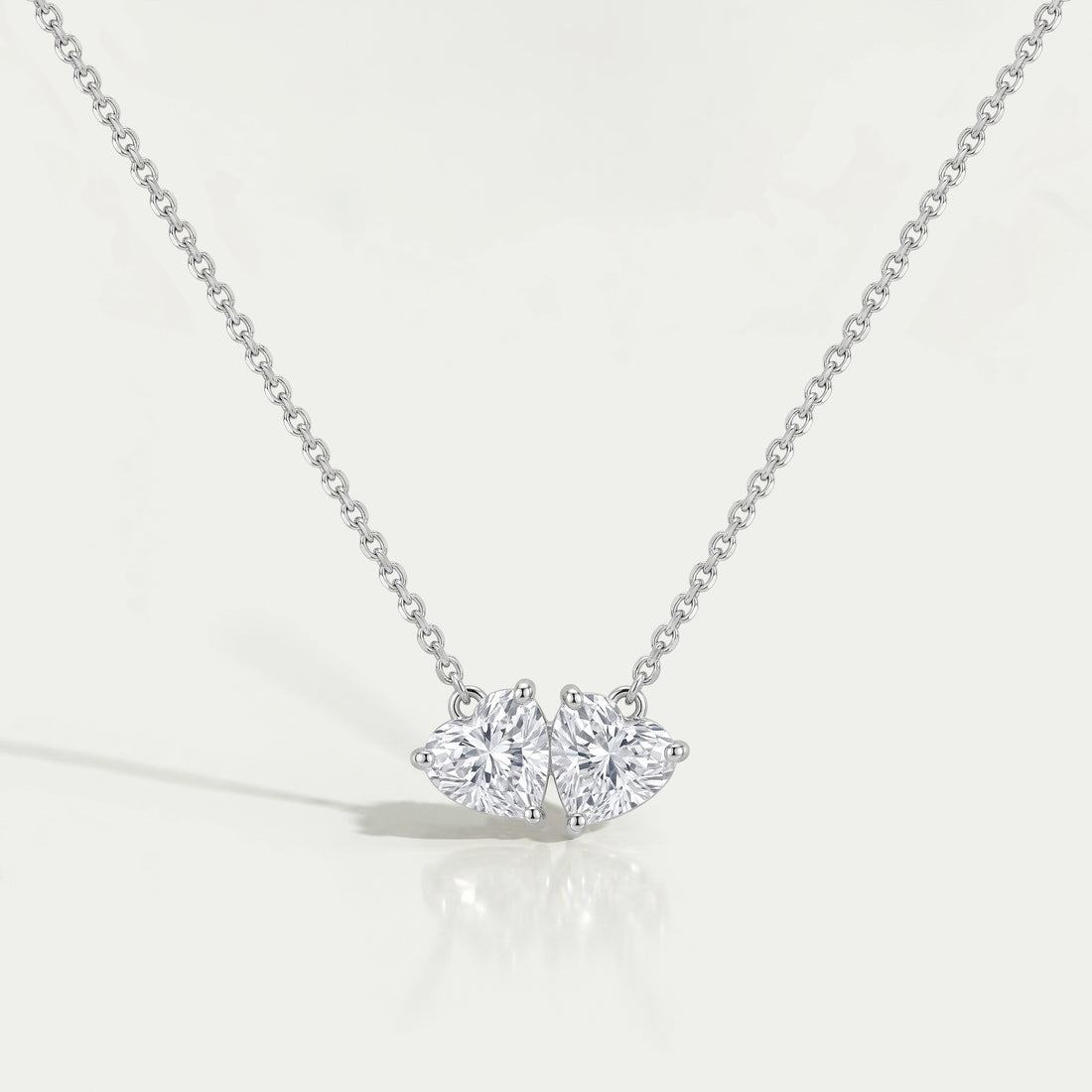Heart Cut Lab Diamond Toi Et Moi Pendant Necklaces