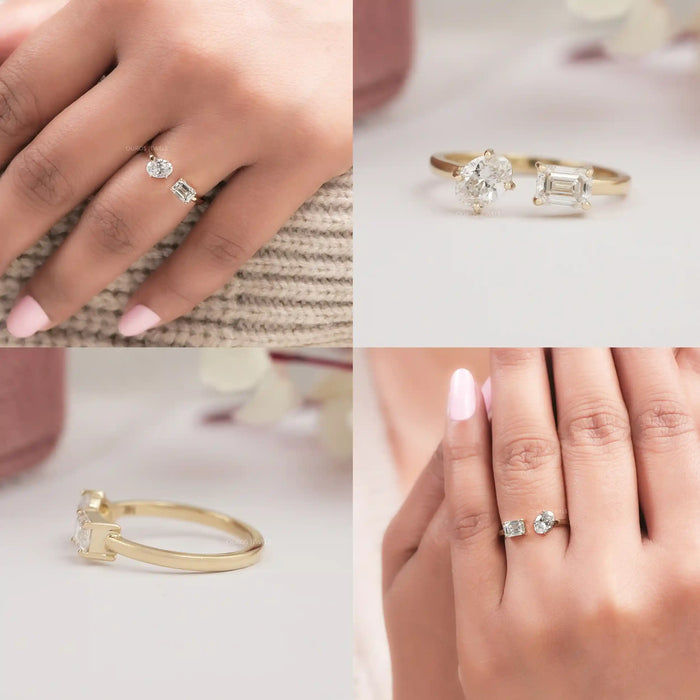 Oval And Emerald Lab Diamond Toi Moi Ring