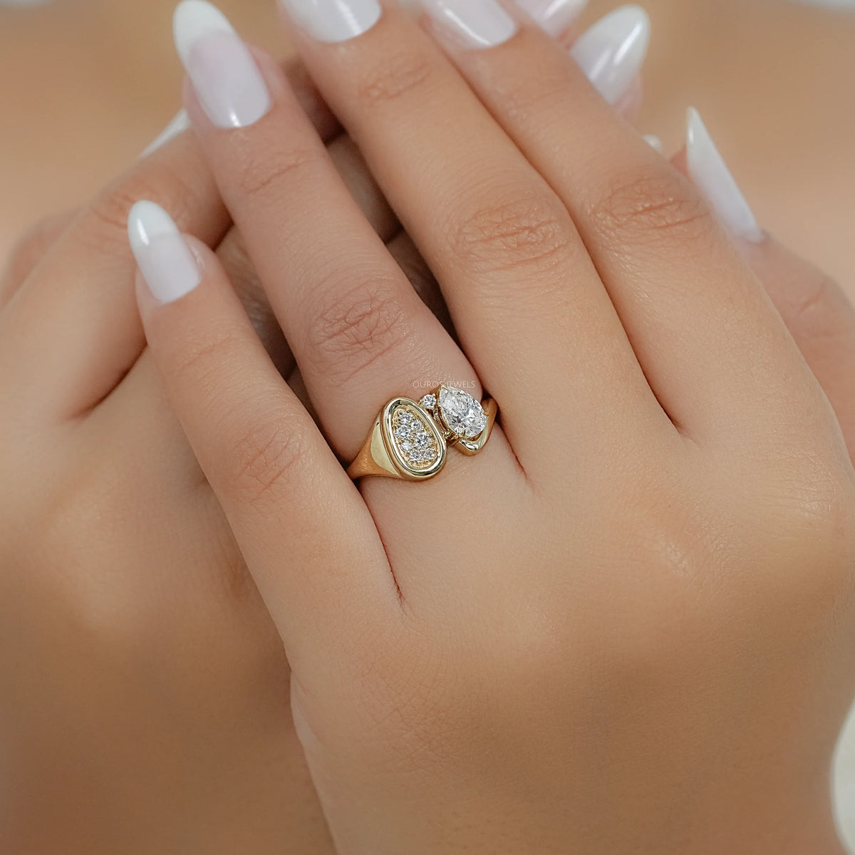 Toi Et Moi Pear Lab Grown Diamond Bypass Engagement Ring