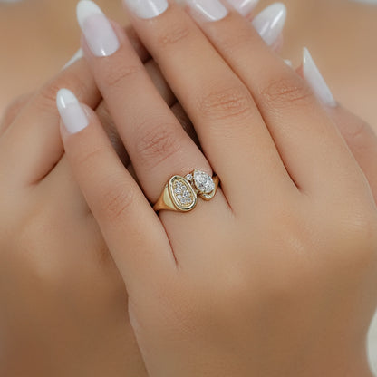 Toi Et Moi Pear Lab Grown Diamond Bypass Engagement Ring