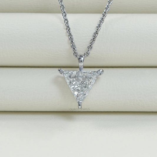 Triangle Cut Lab Diamond Solitaire Pendant Necklaces