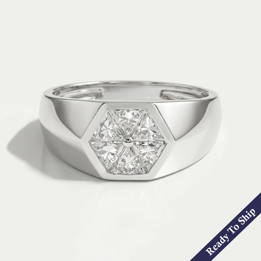 Antique Triangle Cut Lab Diamond Wedding Band