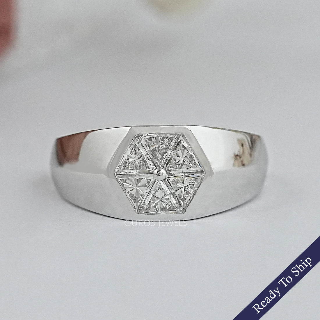 Antique Triangle Cut Lab Diamond Wedding Band Rings