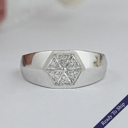 Antique Triangle Cut Lab Diamond Wedding Band Rings