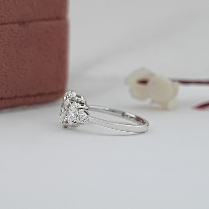 Oval And Trillion Lab Diamond Five Stone Engagement Ring
