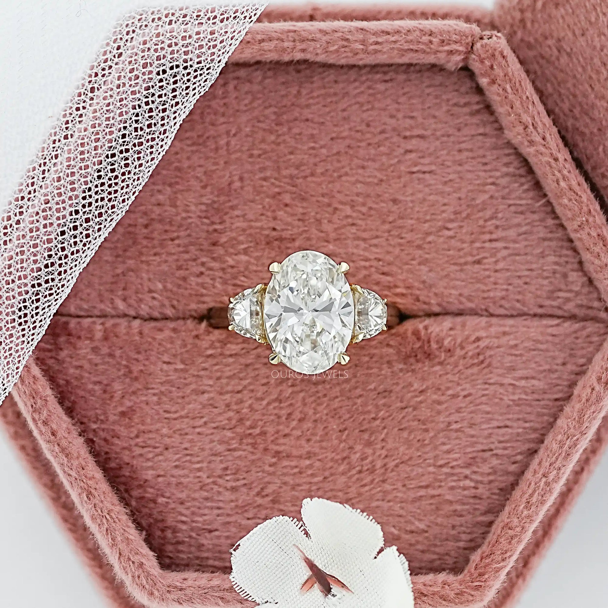 Oval Cut Lab Diamond Three Stone Ring
