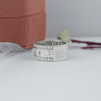 Triple Row Mixed Diamond Eternity Band Ring