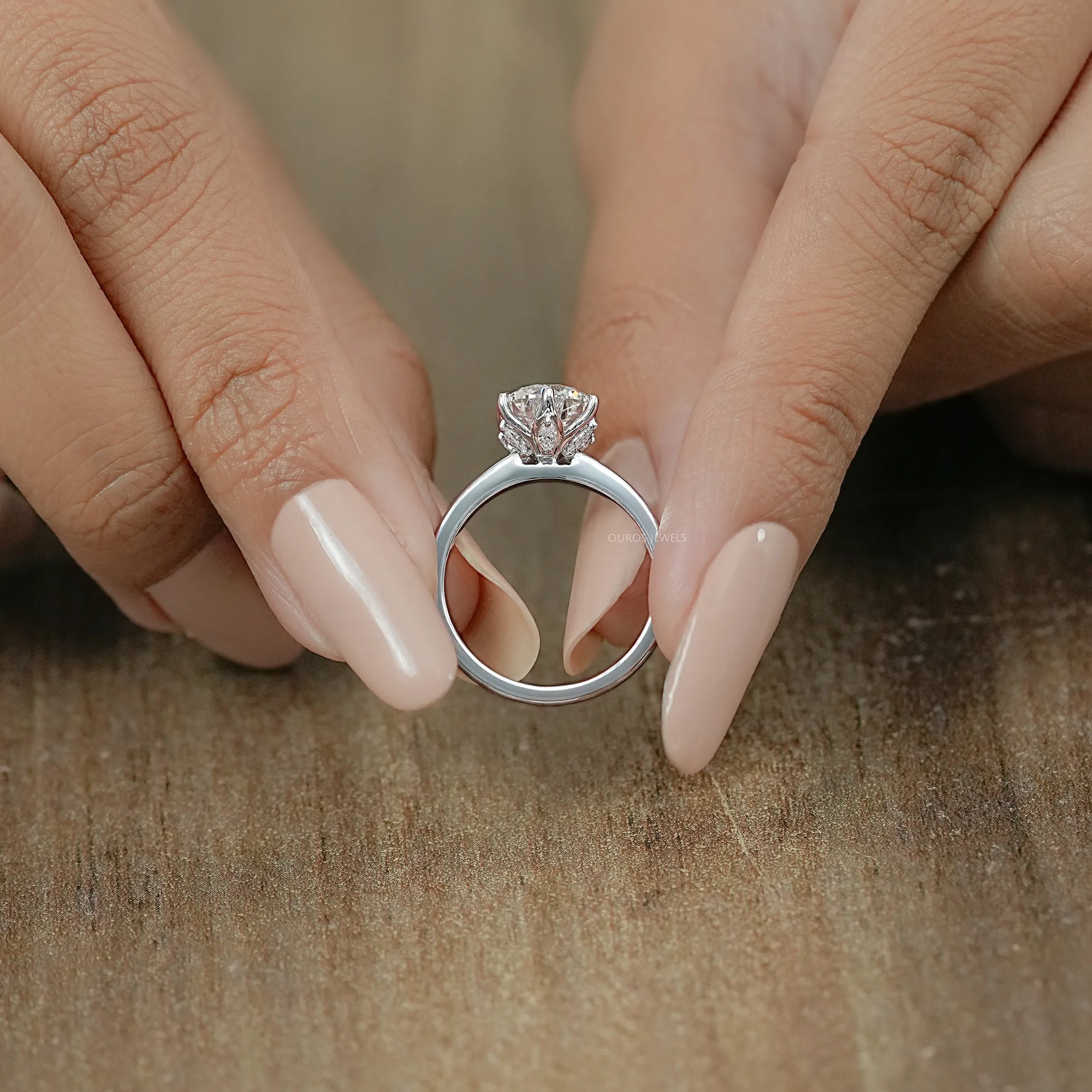 Lab Diamond Tulip Round Solitaire Ring Ring