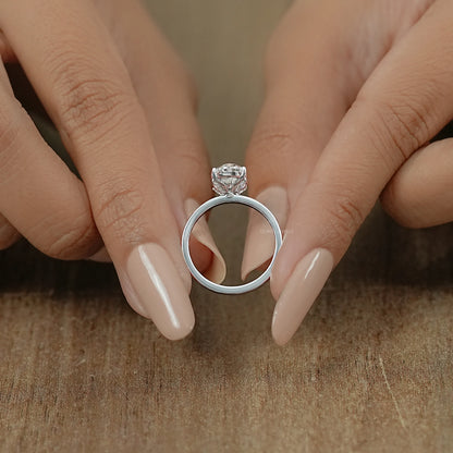 Lab Grown Oval Diamond Tulip Solitaire Ring Ring