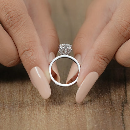 Tulip Set Cushion Cut Lab Diamond Engagement Ring