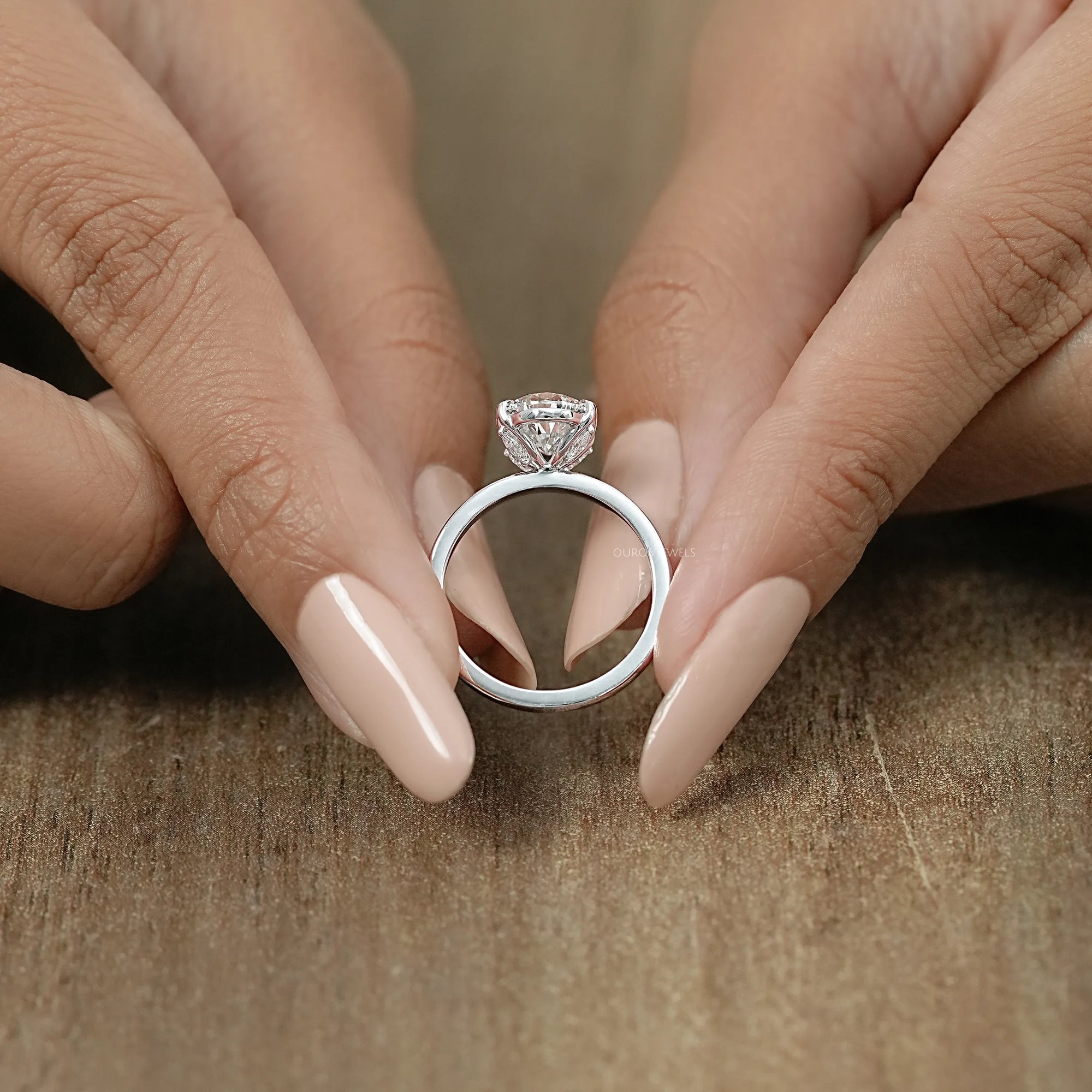 Tulip Set Hidden Halo Pear Cut Engagement Ring Ring