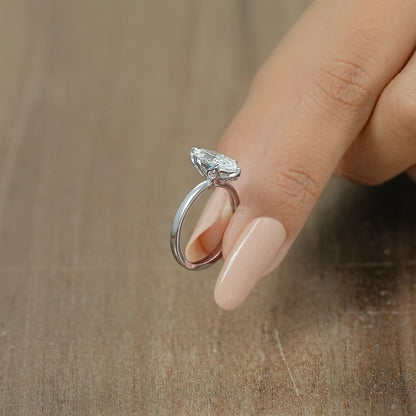 Tulip Hidden Halo Marquise Diamond Ring Ring