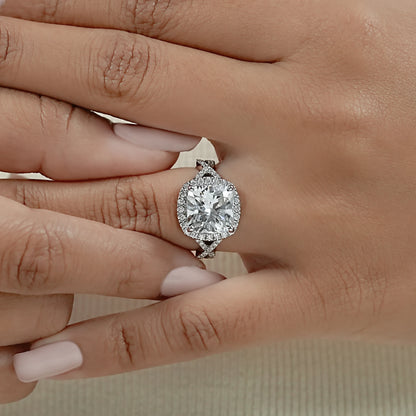Twisted Square Cushion Cut Hidden Halo Ring Rings
