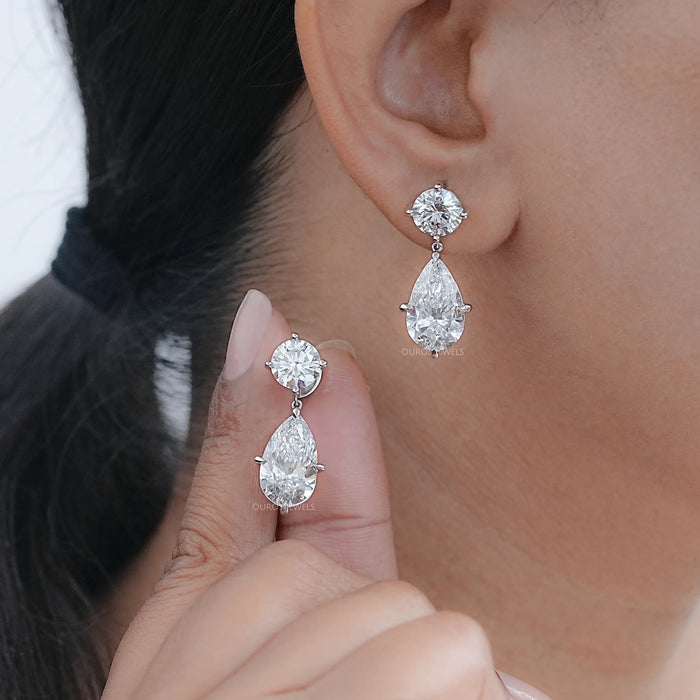 Two Stone Lab Diamond Drop Earrings