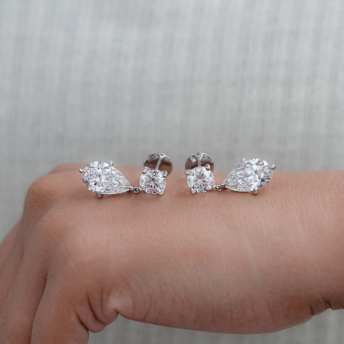 Two Stone Lab Diamond Drop Earrings